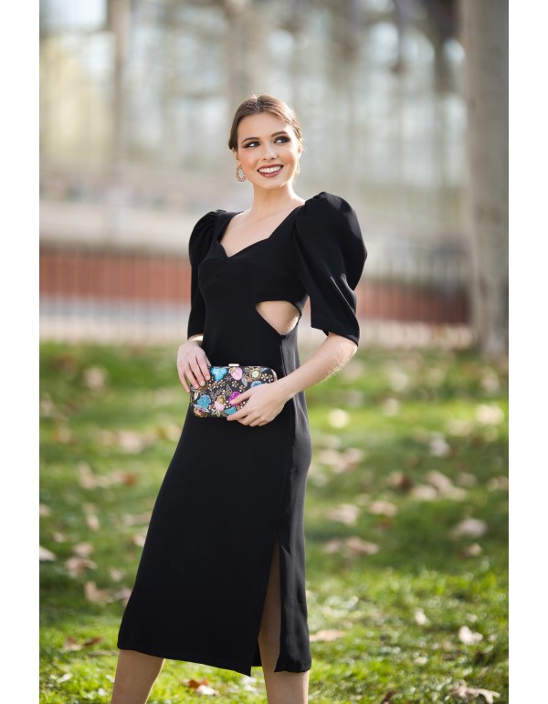 Vestido midi de fiesta con maxi lazo y cut-out 2