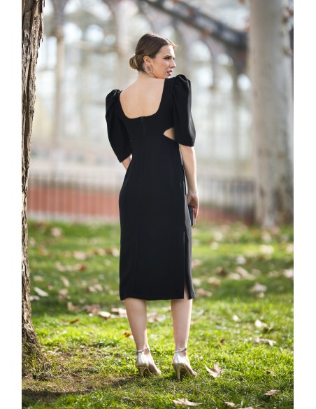 Midi party dress with maxi bow and cut-out