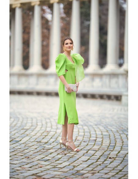 Robe midi avec nœud maxi et découpe pour l'invitée