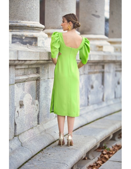 Midi dress for guest with maxi bow and cut-out