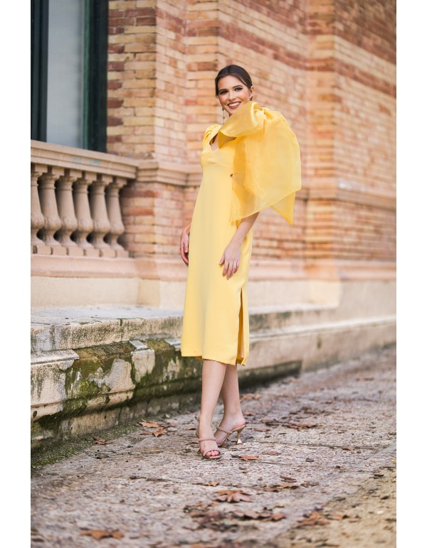 Vestido midi con abertura, cut-out y maxi lazo 2