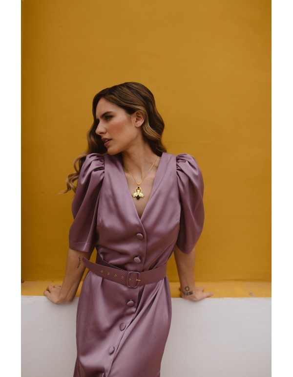 Robe de mariée midi en satin avec ceinture 2