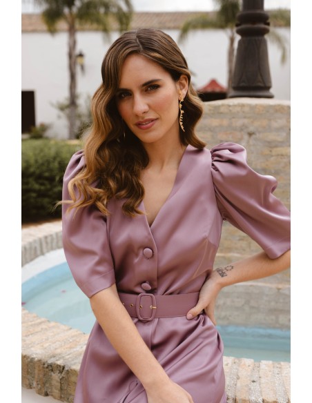 Robe de mariée midi en satin avec ceinture