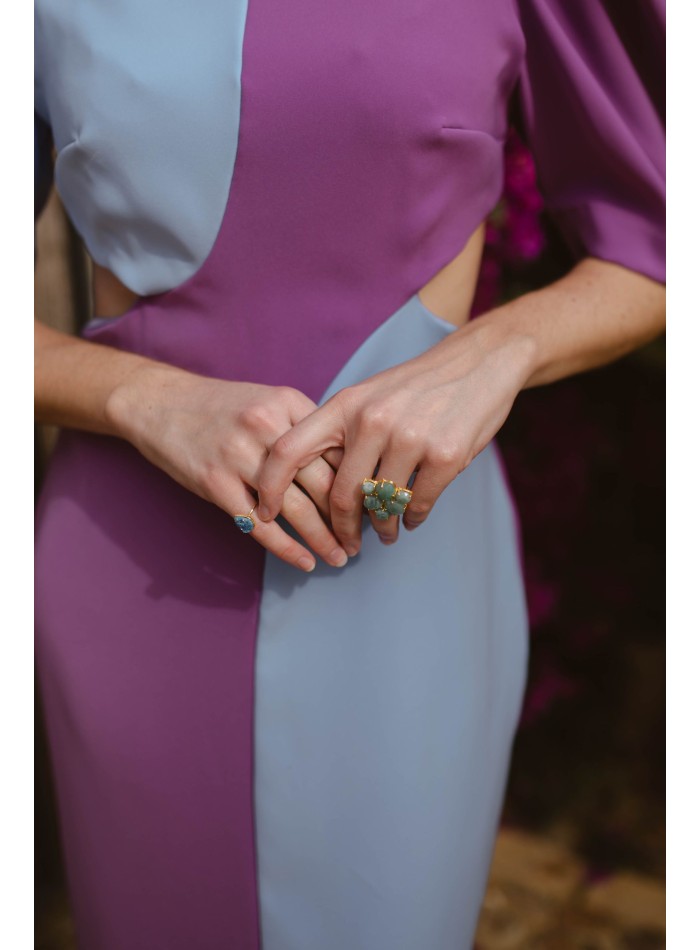 Vestido midi bicolor con cut-out y espalda...