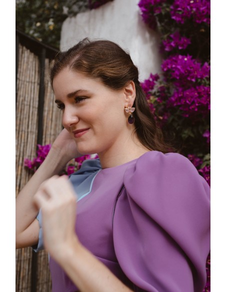 Vestido midi bicolor con cut-out y espalda descubierta