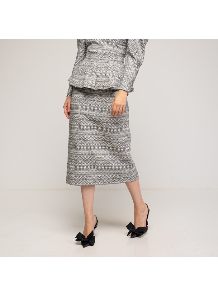 Peplum midi skirt in black and white