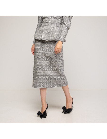 Peplum midi skirt in black and white