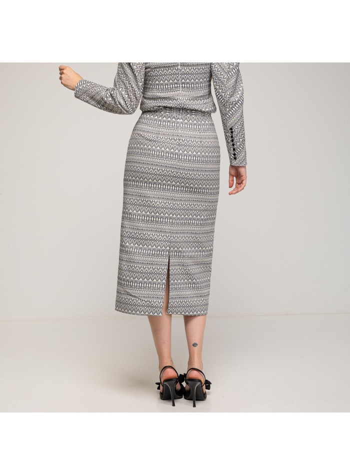 Peplum midi skirt in black and white