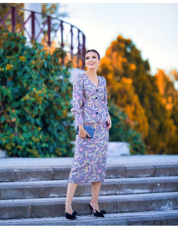 Falda midi estilo lápiz con estampado