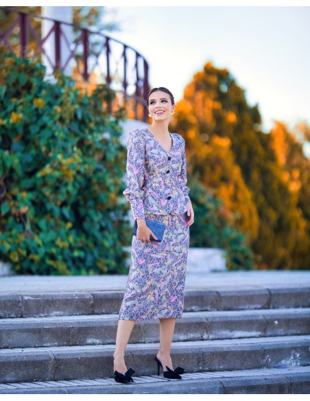 Jupe crayon avec coupe midi et imprimé