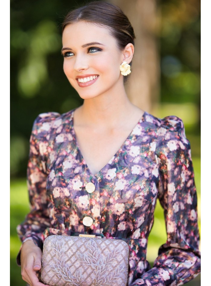 Jupe midi moulante à imprimé floral