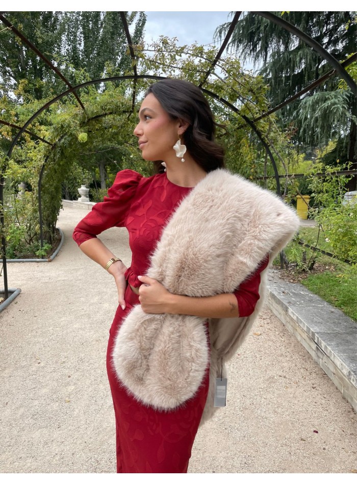 Brocaded chiffon tube top and skirt set