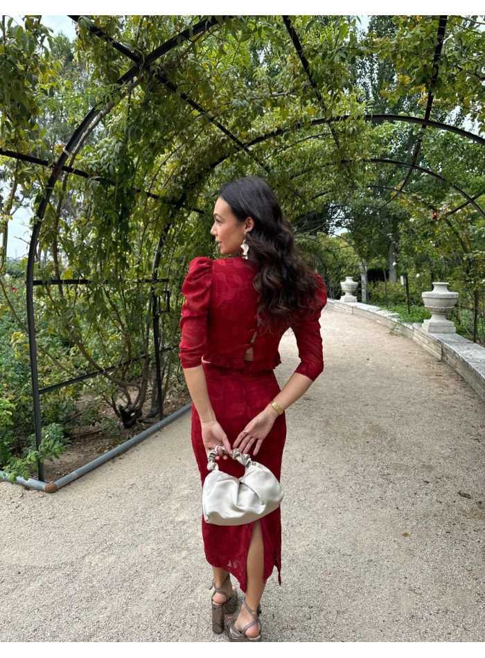 Ensemble haut et jupe tube en mousseline de...