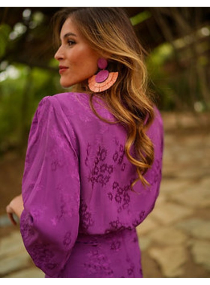 Purple blouse with shoulder pads and lacing