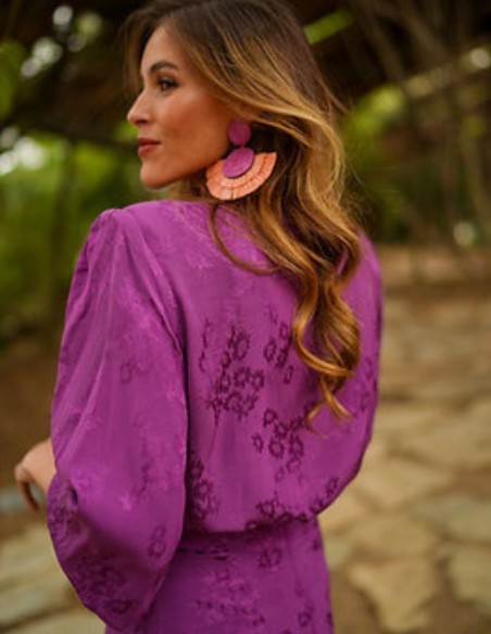 Purple blouse with shoulder pads and lacing