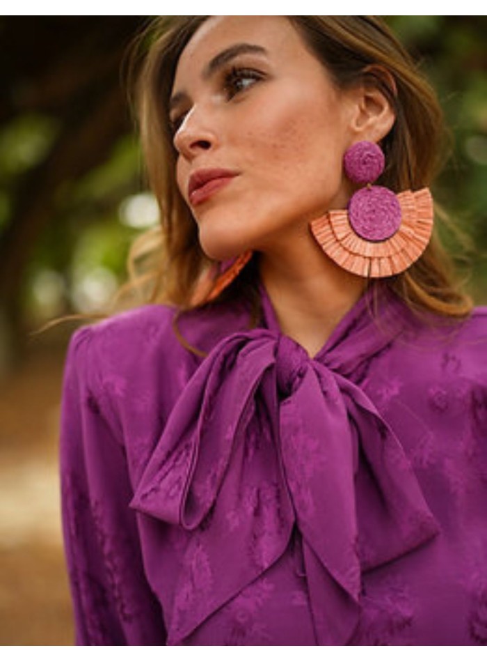 Purple blouse with shoulder pads and lacing