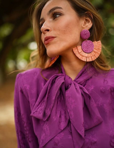 Purple blouse with shoulder pads and lacing