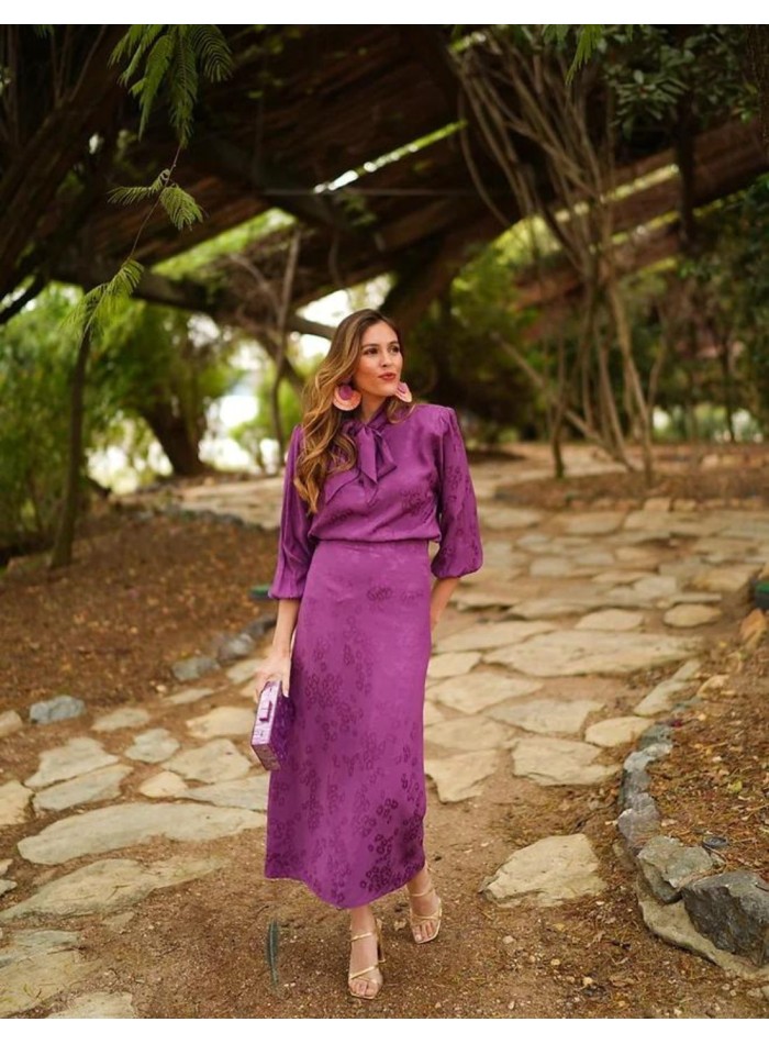 Purple floral midi skirt