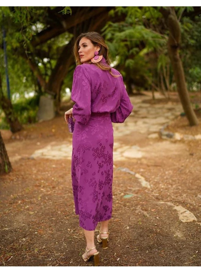 Purple floral midi skirt