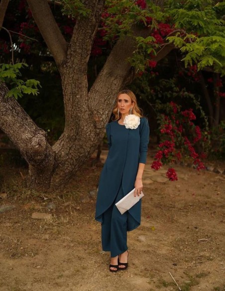 Ensemble veste longue et pantalon vert