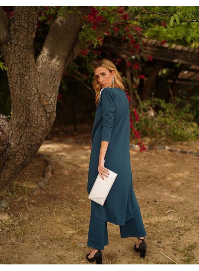 Green set of long jacket and pants