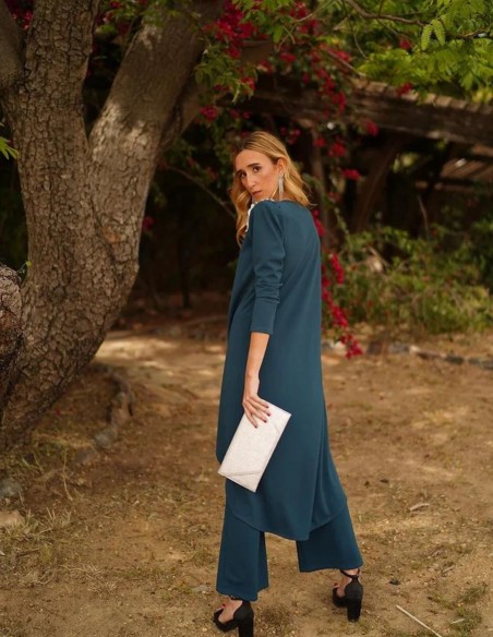 Ensemble veste longue et pantalon vert