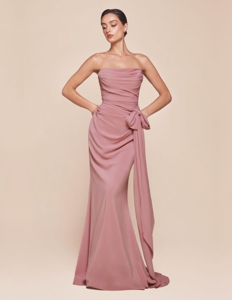 Multi-position wedding guest dress in chiffon fabric