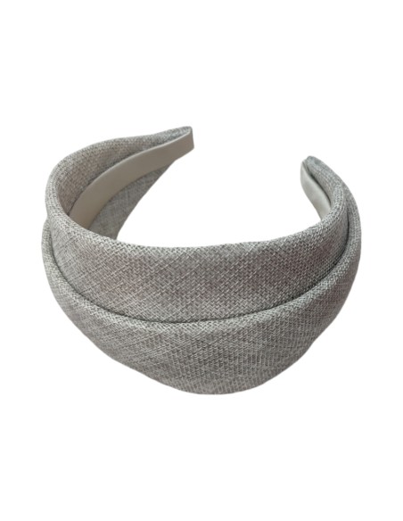 Handmade raffia headband in stone grey raffia