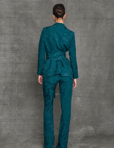 Blazer for guest with crossover neckline and sash