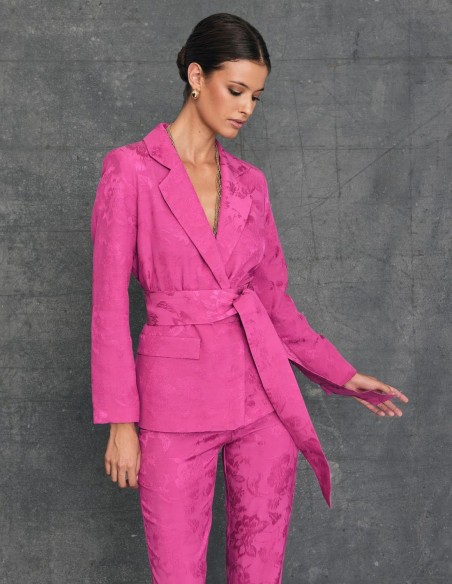 Blazer for guest with crossover neckline and sash