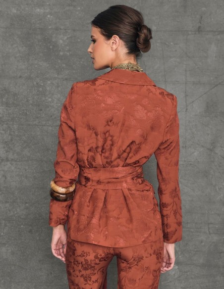 Blazer for guest with crossover neckline and sash