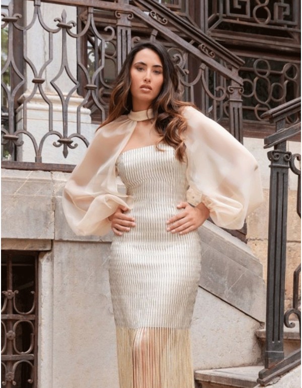 Chiffon sleeves with lacing