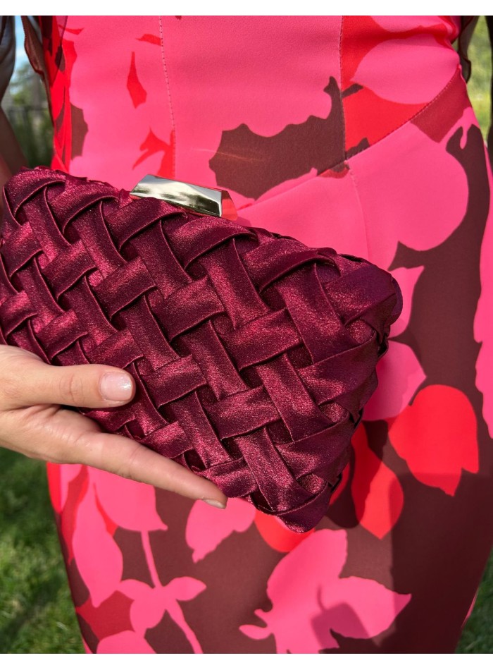 Woven satin party clutch bag