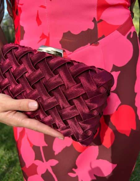 Woven satin party clutch bag