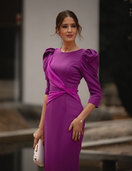 Midi party dress with draped bodice and open back - Invitada Perfecta