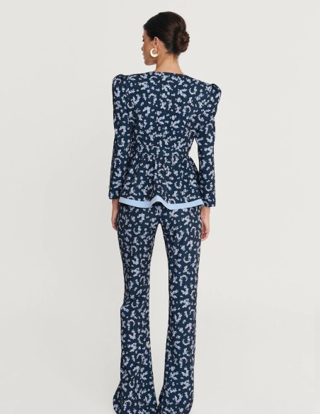 White high rise flared pants with flared cut