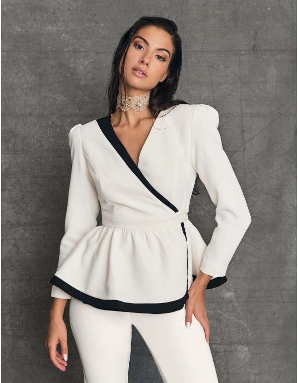 Peplum double breasted suit jacket