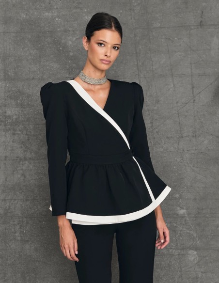 Peplum double breasted suit jacket