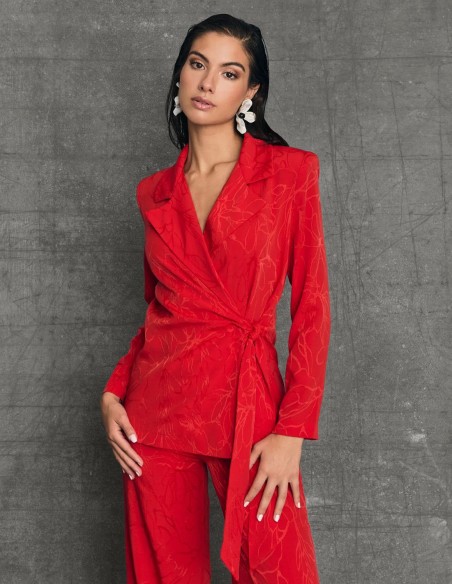 Blazer d'invité avec col de smoking et laçage