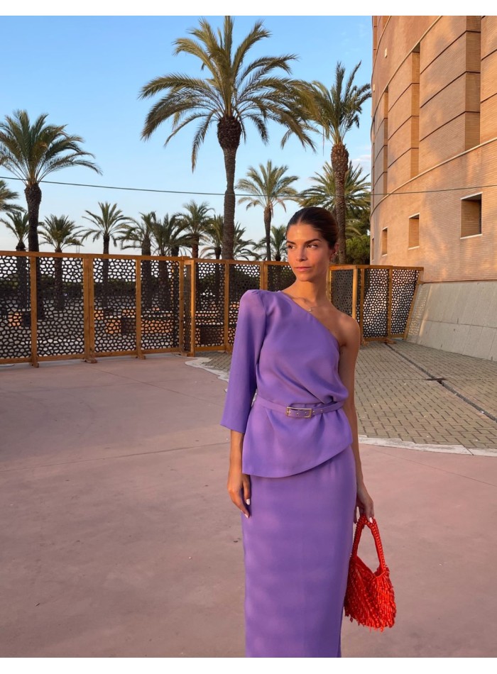 Conjunto de top asimétrico con manga larga y...