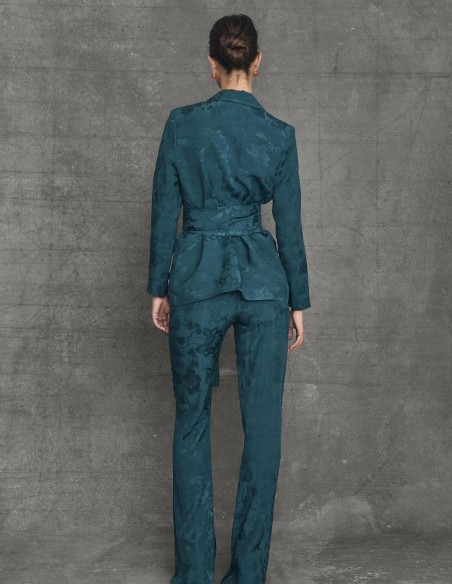 Pantalon évasé taille haute couleur rose