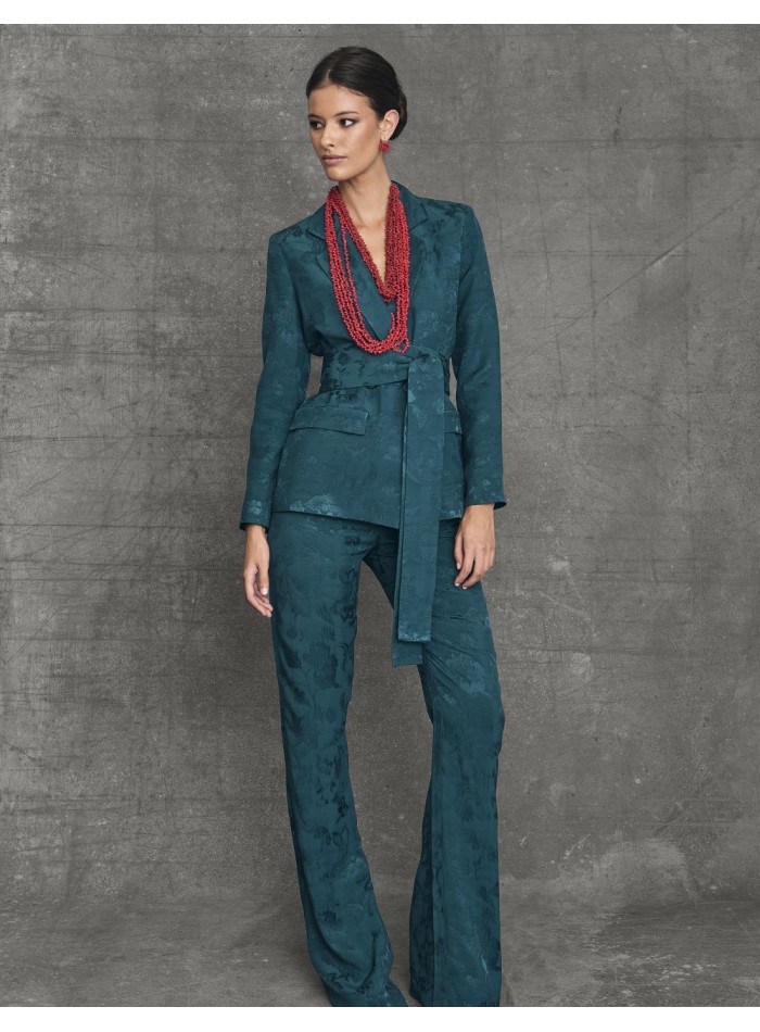 Pantalon évasé taille haute couleur rose