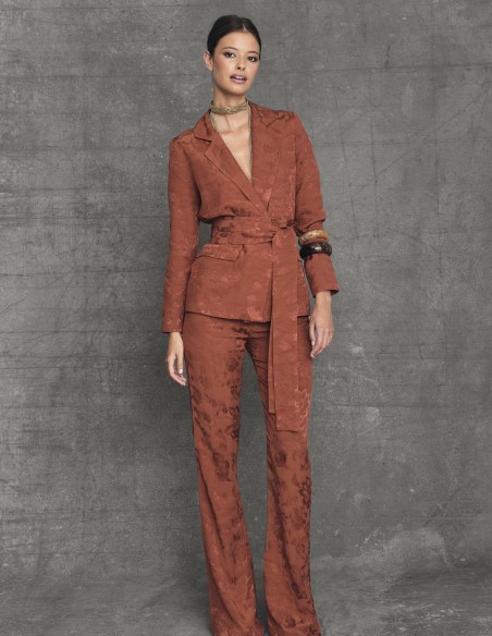 Pink flared high-waist flare pants