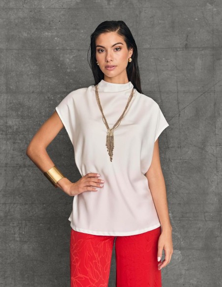 Ecru satin blouse