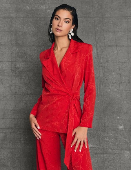 Blazer de costume au design croisé et au tissu fluide