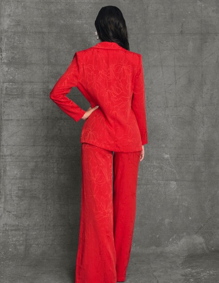 Suit blazer with crossover design and fluid fabric