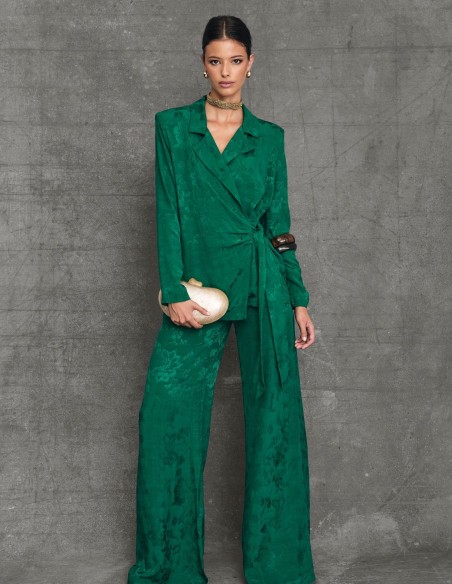 Blazer de costume au design croisé et au tissu fluide