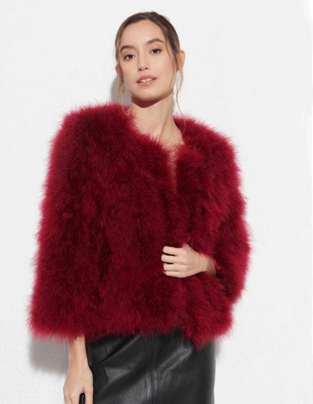 Chaqueta de pluma de avestruz