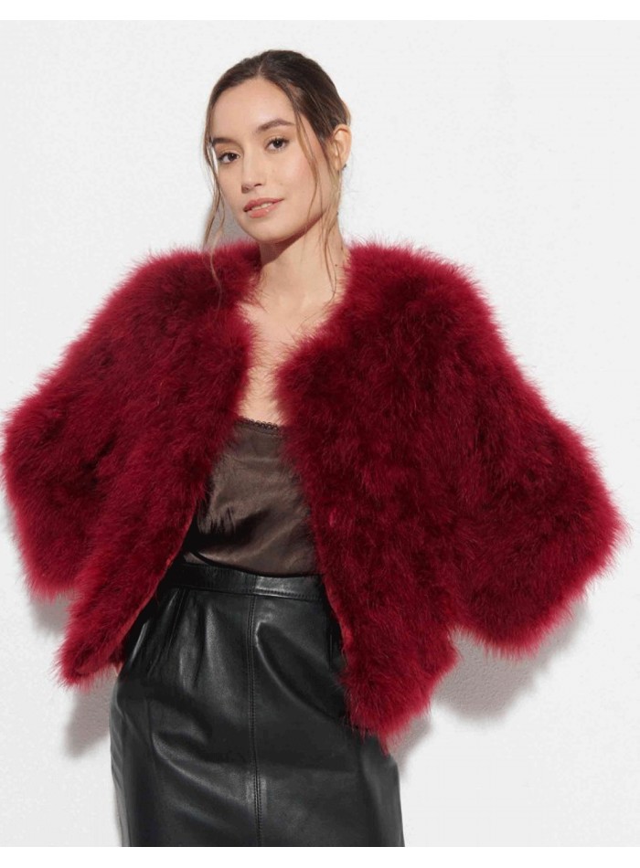 Chaqueta de pluma de avestruz