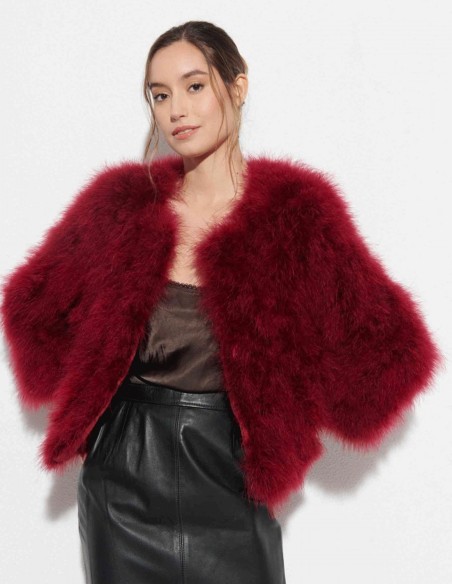 Chaqueta de pluma de avestruz